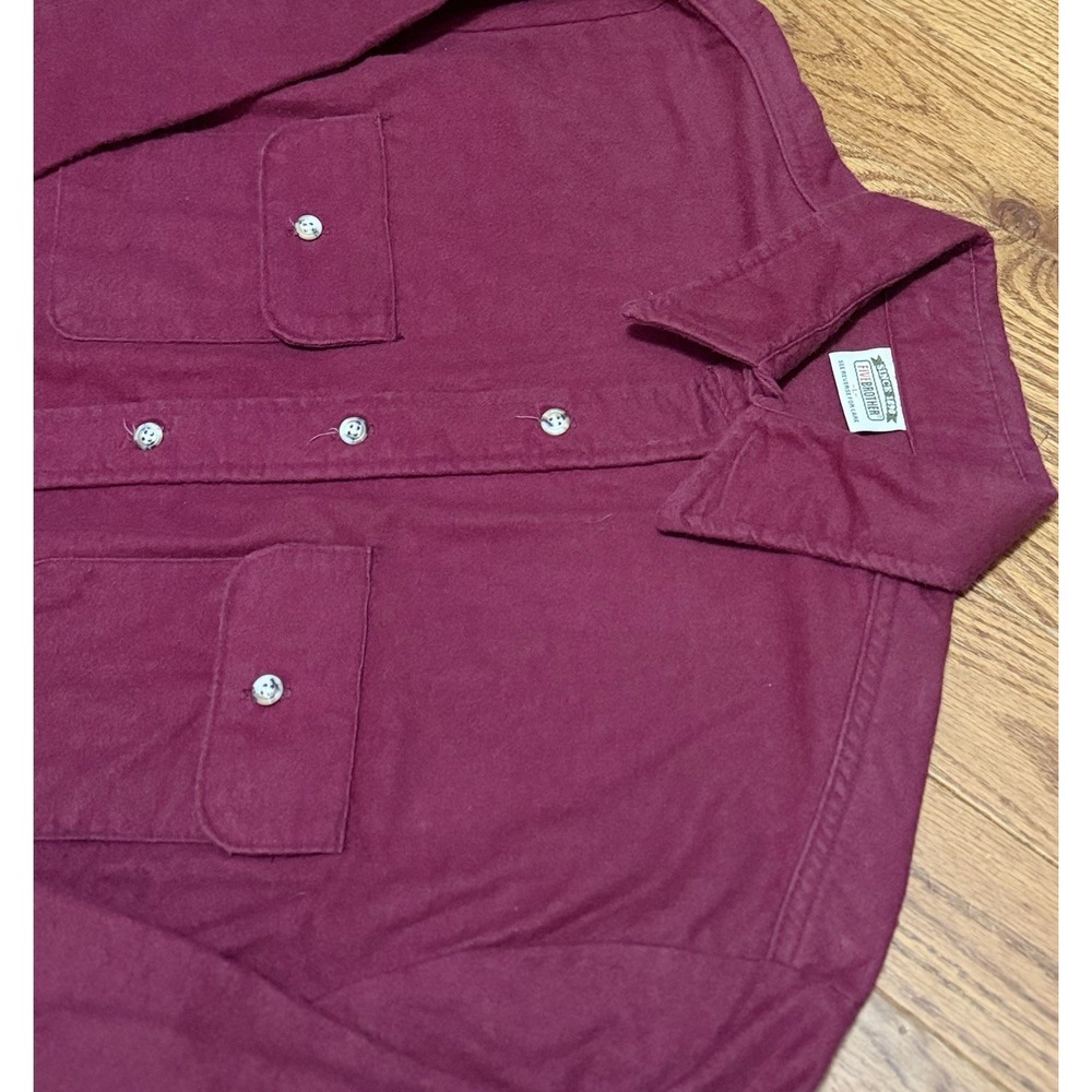 Vtg Five Brother Burgundy Mens L Flannel Outdoor Workwear 90s USA Double Pocket